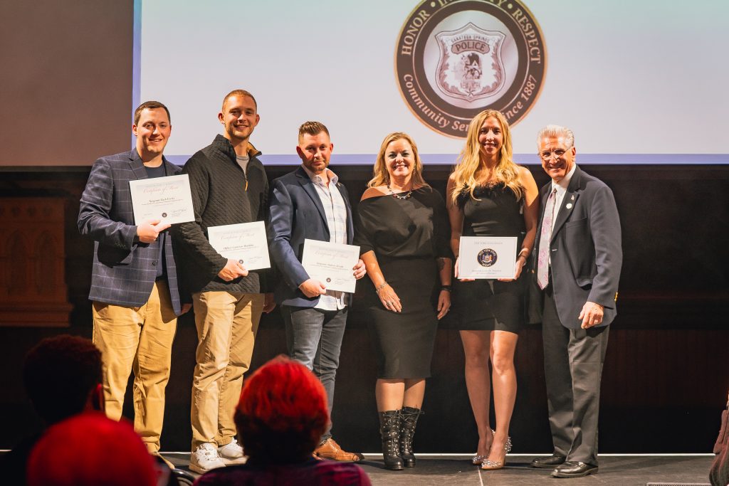 RISE presented the 2025 RISE Above and Beyond Award to the Saratoga Springs Police Department Community Engagement Officers:on Friday, October 24, 2025, at the RISE Presents The Rocky Horror Picture Show VIP Cocktail Party at the Universal Preservation Hall in Saratoga Springs.