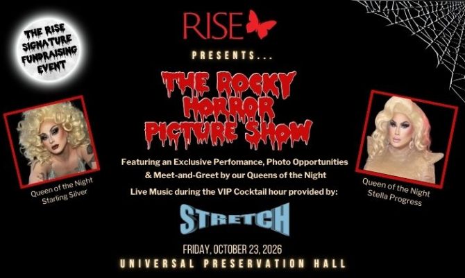 Tickets for the RISE Presents the Rocky Horror Picture Show are now on Sale! Join in the Nocturnal Fun before they are sold out, babies!