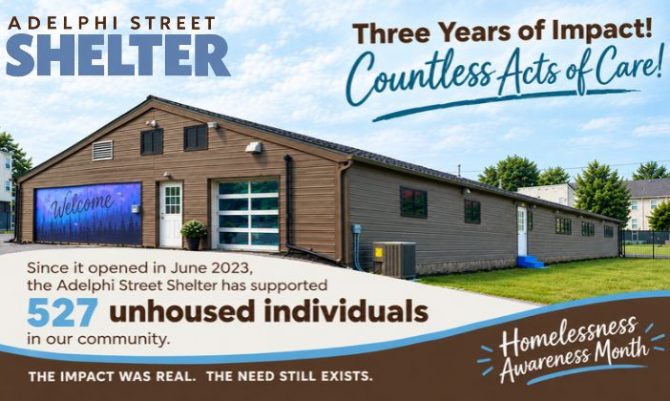 This Homelessness Awareness Month, we recognize the impact of the Adelphi Street Shelter and remember that the need for a low barrier shelter remains.